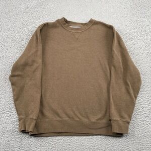Orvis Sweatshirt Mens L Brown Crewneck Pullover 100% Cotton V-Stitch Ribbed Trim